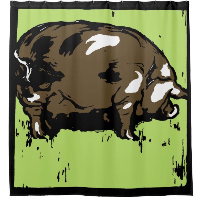 Schweine aus viktorianischem Holz Duschvorhang (Vorderseite)