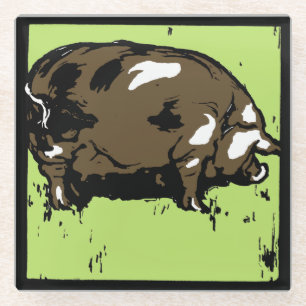 Schweine aus viktorianischem Holz Glasuntersetzer