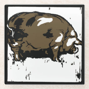 Schweine aus viktorianischem Holz Glasuntersetzer