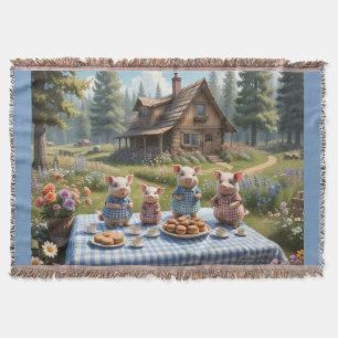 Schweine bei einem Picnic. Märchenkunst Decke