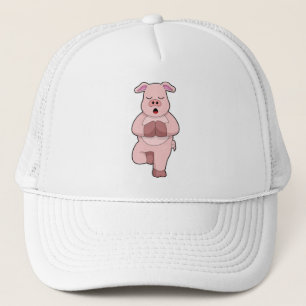 Schweine bei Yoga auf einem Leg Truckerkappe