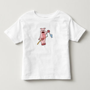 Schweine beim Angeln mit Angelrute und Fisch Kleinkind T-shirt