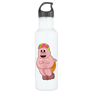 Schweine beim Springen ins Wasser Edelstahlflasche