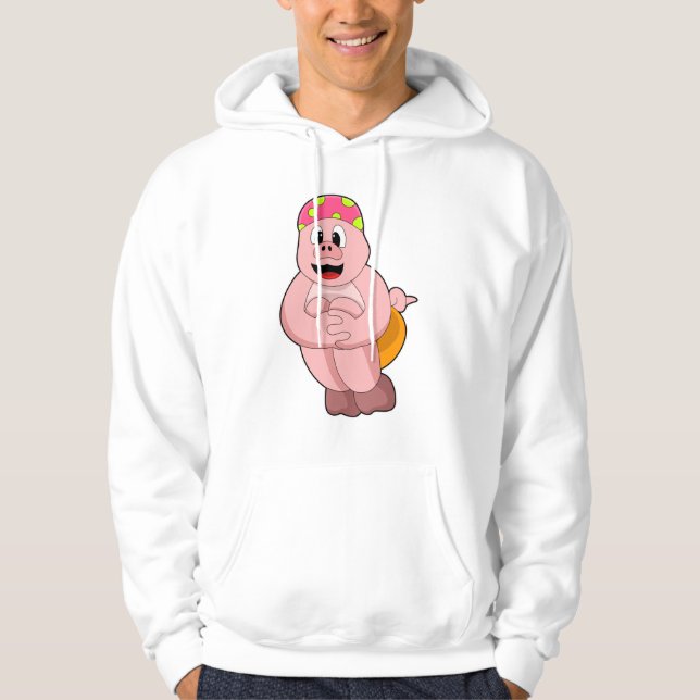 Schweine beim Springen ins Wasser Hoodie (Vorderseite)