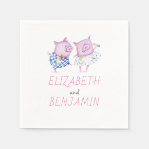 Schweine Couple Niedlich Serviette
