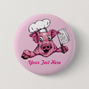 Schweine Die hamizide Maniac Pig Cook Original Art Button