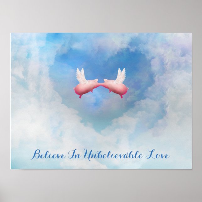 Schweine, die küssen an unglaubliche Liebe glauben Poster (Vorne)