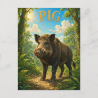 Schweine-Farn-Wald Wasserfarbe GeoSaga