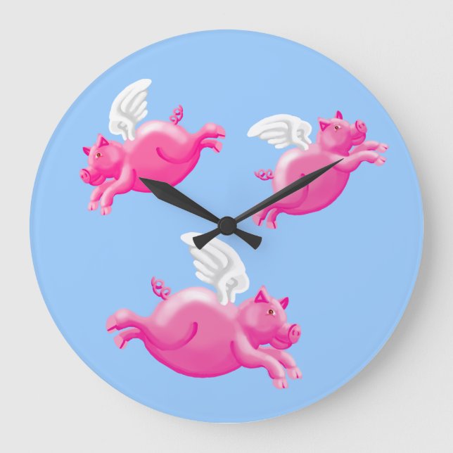 Schweine fliegen große wanduhr (Vorderseite)