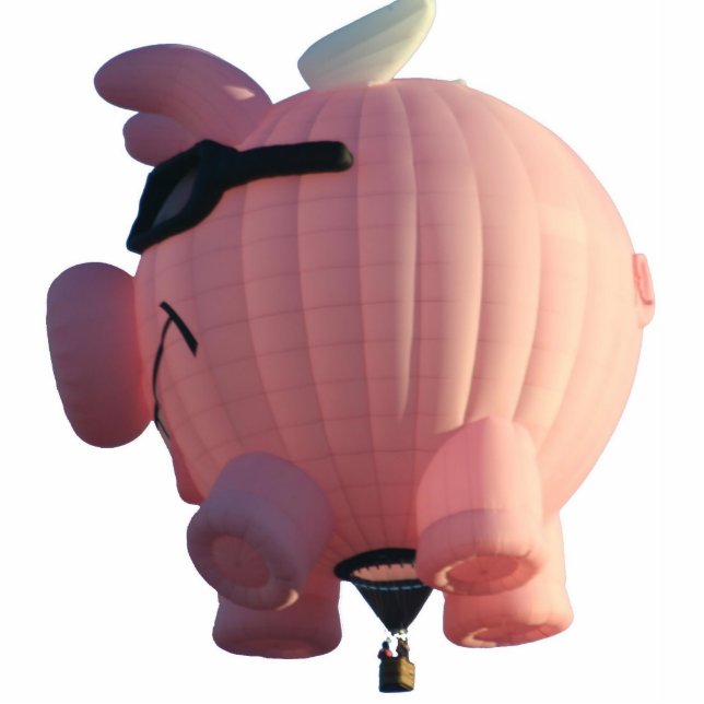 Schweine fliegen Heißluft-Ballon-Foto-Skulptur Freistehende Fotoskulptur (Vorne)