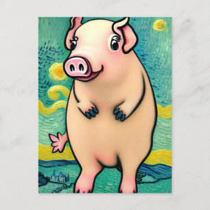 Schweine fliegen postkarte
