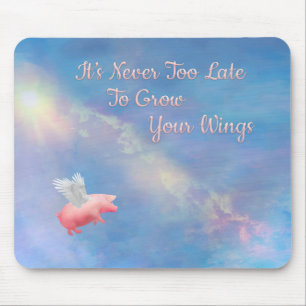 Schweine fliegen und ihre Flügel wachsen lassen Mousepad
