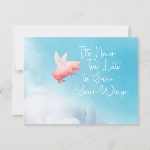 Schweine fliegen und ihre Flügel wachsen lassen Postkarte