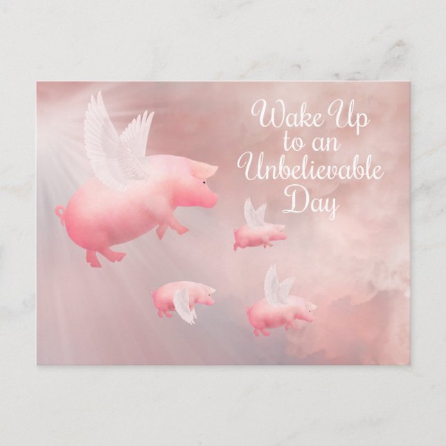 Schweine Fly-an-Unglaubliche Tagespostkarte Postkarte (Vorderseite)