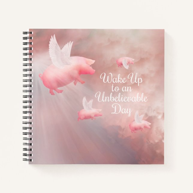Schweine Fly-an-Unglaubliches Day-Notebook Notizbuch (Vorderseite)