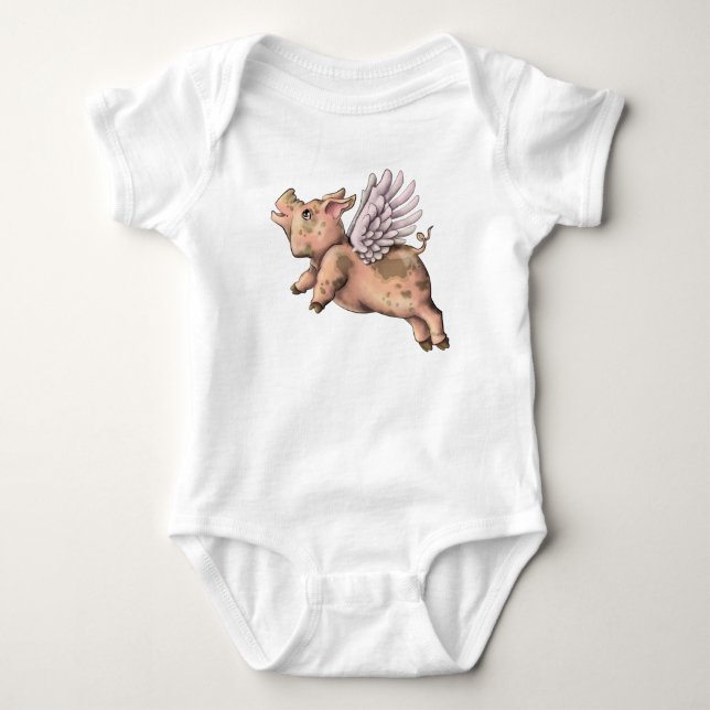Schweine Fly Baby Strampler (Vorderseite)