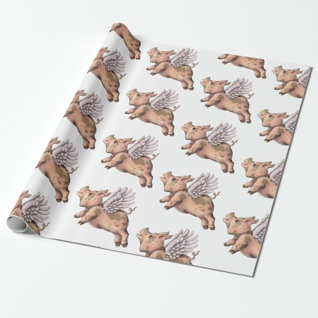 Schweine Fly Geschenkpapier (Ungerollt)