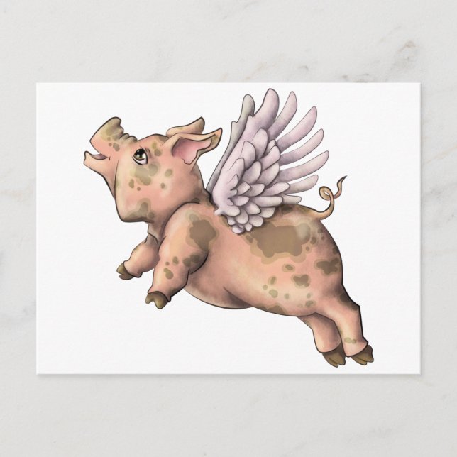 Schweine Fly Postkarte (Vorderseite)