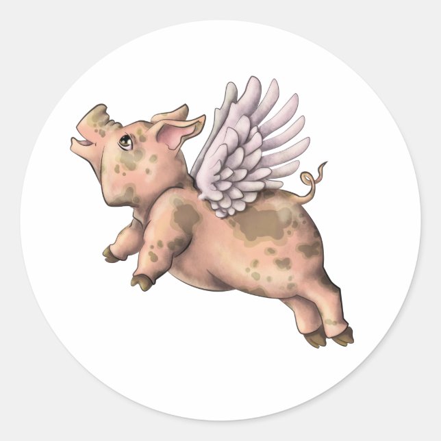 Schweine Fly Runder Aufkleber (Vorderseite)