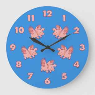 Schweine Fly-Uhr Große Wanduhr