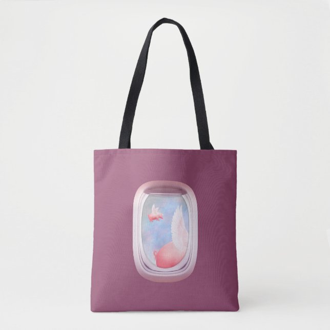 Schweine Flying Past Airplane Window Tasche (Vorderseite)
