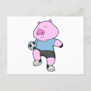 Schweine-Fußballspieler Fußball Postkarte