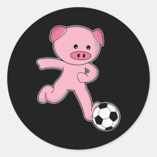 Schweine Fußballspieler Fußball Sport  Runder Aufkleber