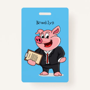 Schweine im geschäftlichen Anzug Cartoon Ausweis