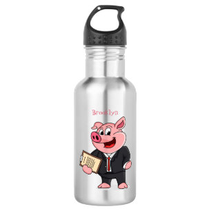 Schweine im geschäftlichen Anzug Cartoon Edelstahlflasche