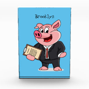 Schweine im geschäftlichen Anzug Cartoon Fotoblock