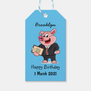 Schweine im geschäftlichen Anzug Cartoon Geschenkanhänger