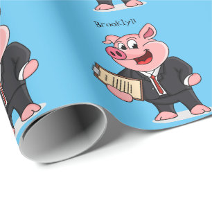 Schweine im geschäftlichen Anzug Cartoon Geschenkpapier