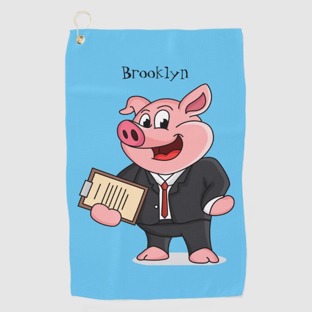 Schweine im geschäftlichen Anzug Cartoon Golfhandtuch (Vorderseite)