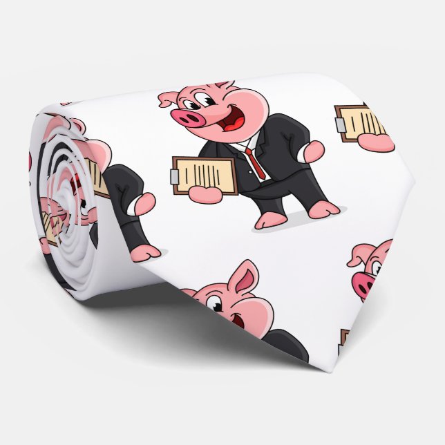 Schweine im geschäftlichen Anzug Cartoon Krawatte (Gerollt)
