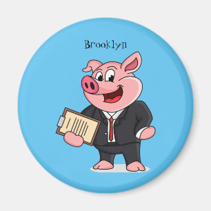 Schweine im geschäftlichen Anzug Cartoon Magnet
