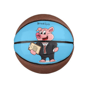 Schweine im geschäftlichen Anzug Cartoon Mini Basketball