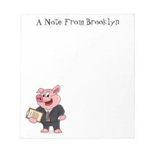 Schweine im geschäftlichen Anzug Cartoon Notizblock
