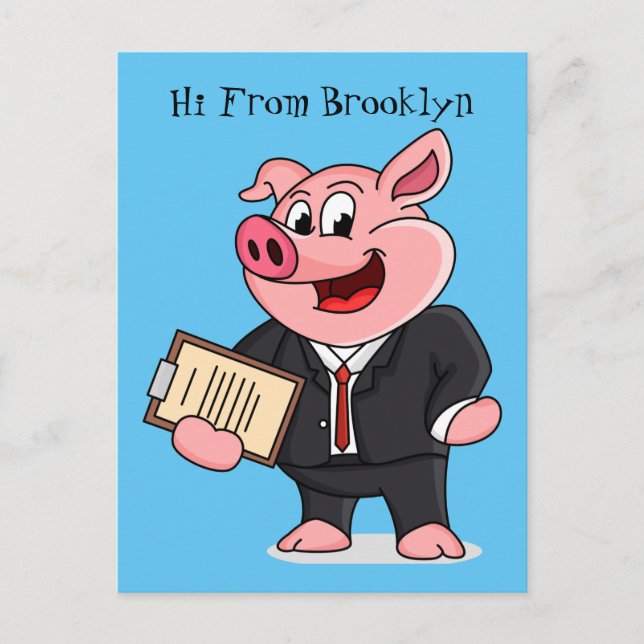 Schweine im geschäftlichen Anzug Cartoon Postkarte (Vorderseite)