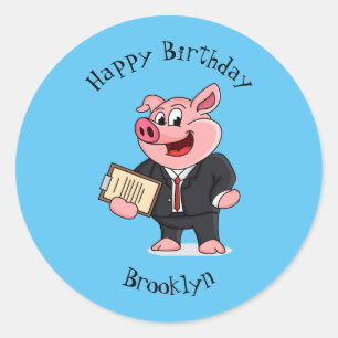 Schweine im geschäftlichen Anzug Cartoon Runder Aufkleber