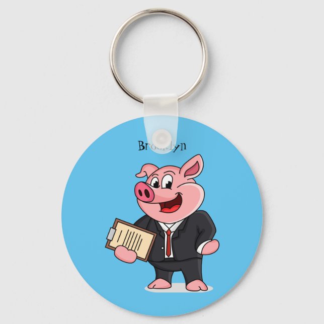 Schweine im geschäftlichen Anzug Cartoon Schlüsselanhänger (Vorderseite)
