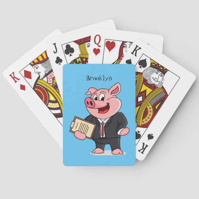 Schweine im geschäftlichen Anzug Cartoon Spielkarten (Rückseite)