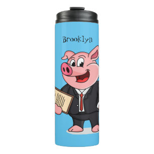 Schweine im geschäftlichen Anzug Cartoon Thermosbecher