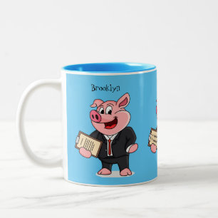 Schweine im geschäftlichen Anzug Cartoon Zweifarbige Tasse