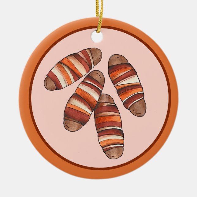 Schweine in Blankets Bacon Sausage UK British Food Keramik Ornament (Vorne)