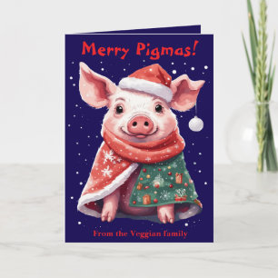 Schweine in Decken und Weihnachtsmannmütze Süße We Karte