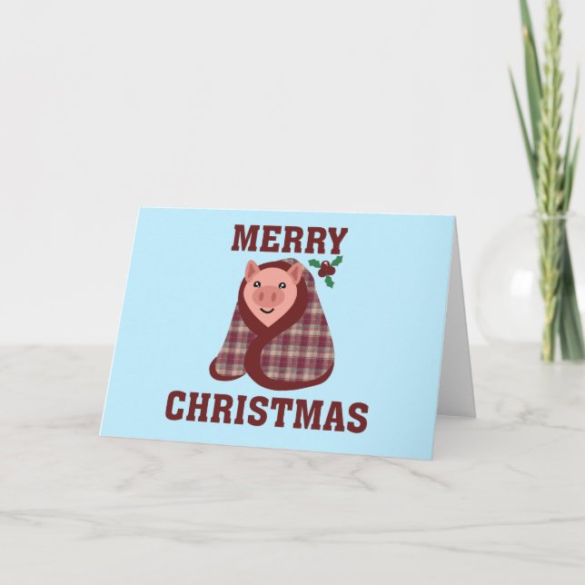 Schweine in Decken Weihnachts Weihnachtskarte Karte (Vorderseite)