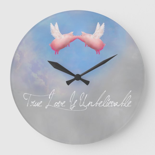 Schweine in der Liebe Große Wanduhr (Vorderseite)