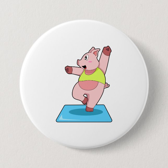 Schweine in der Yoga-Fitness Button (Vorderseite)
