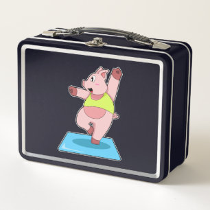 Schweine in der Yoga-Fitness Metall Brotdose