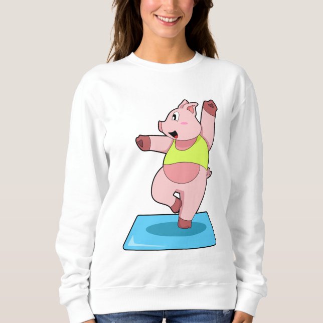 Schweine in der Yoga-Fitness Sweatshirt (Vorderseite)